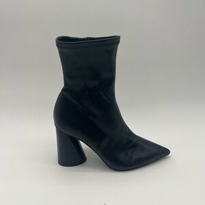 Valyant Faux Lather Pointed Toe Black Women's Ankle Boots